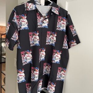 Men's Black Graphic Button Down Shirt Bryce Harper Philadelphia Phillies